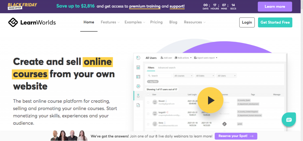 LearnWorlds create and sell online courses